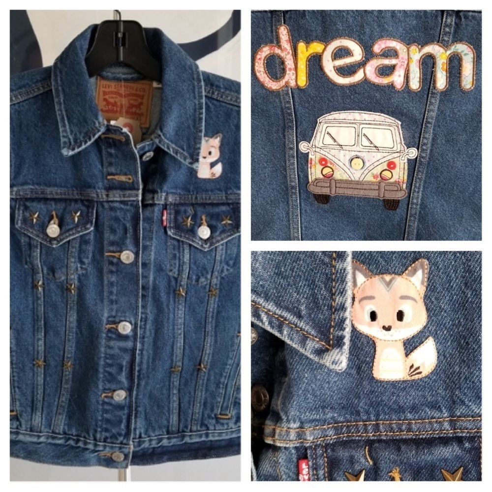 💥NEW💥 Levi Jean Jacket with Vintage Patches-XS